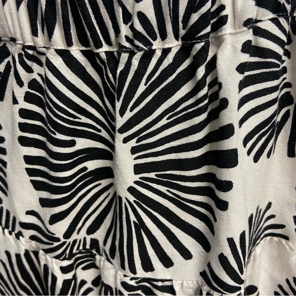LOFT Firework Tiered Square Neck Midi Dress Size XS Black White Linen Sundress - Picture 11 of 12